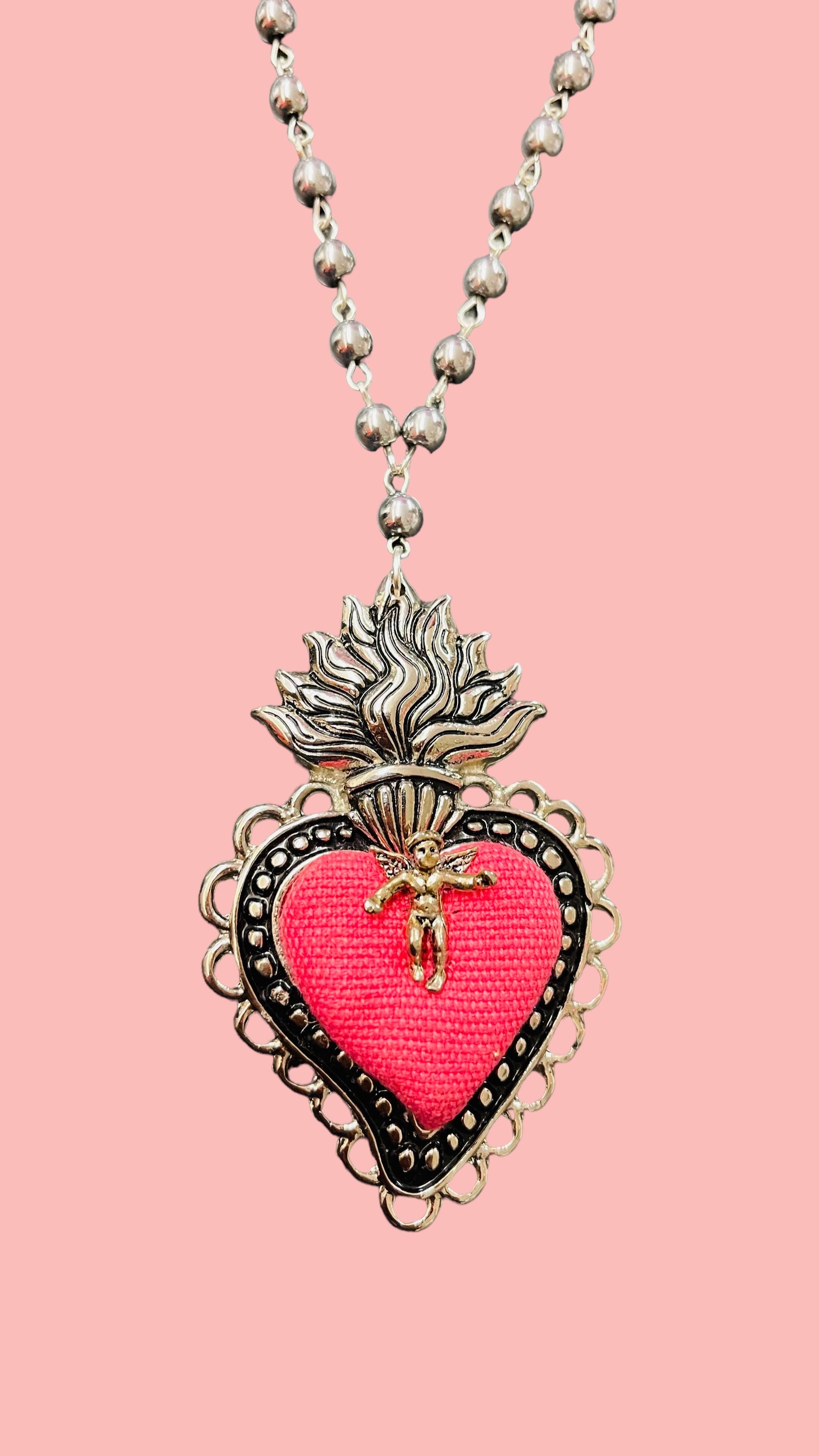 Multicultural angelito pink necklace