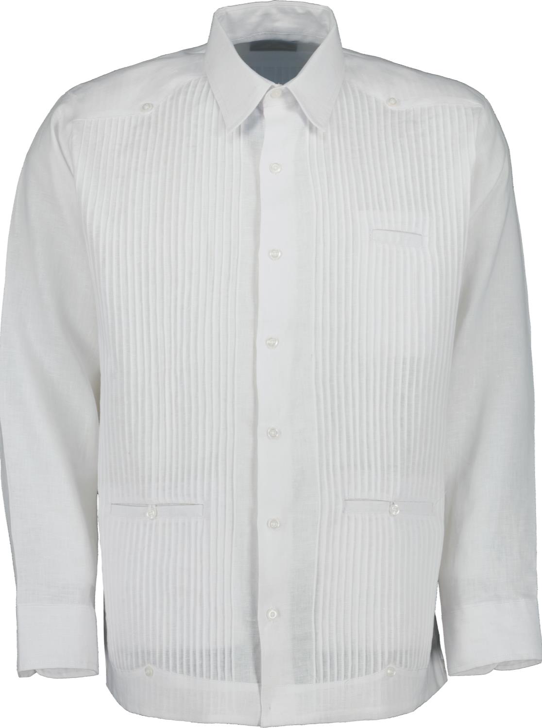 Front view of the white presidential guayabera yucatecan shirt
