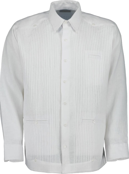 Front view of the white presidential guayabera yucatecan shirt