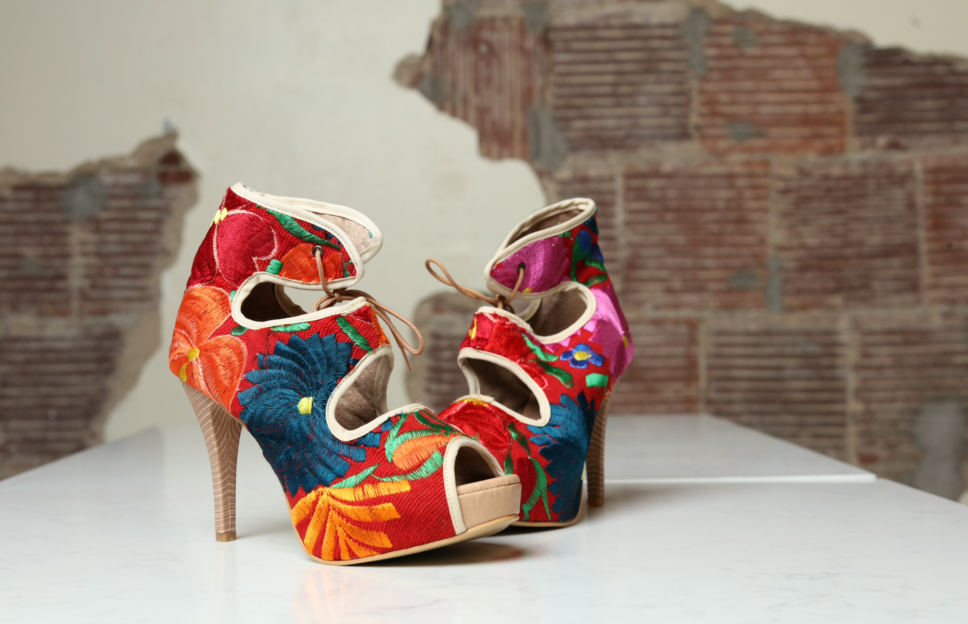 Embroidered heels sale