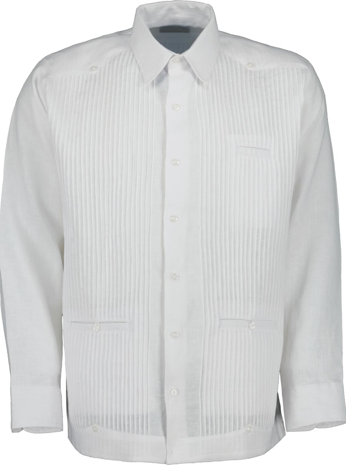 Front view of the white presidential guayabera yucatecan shirt 