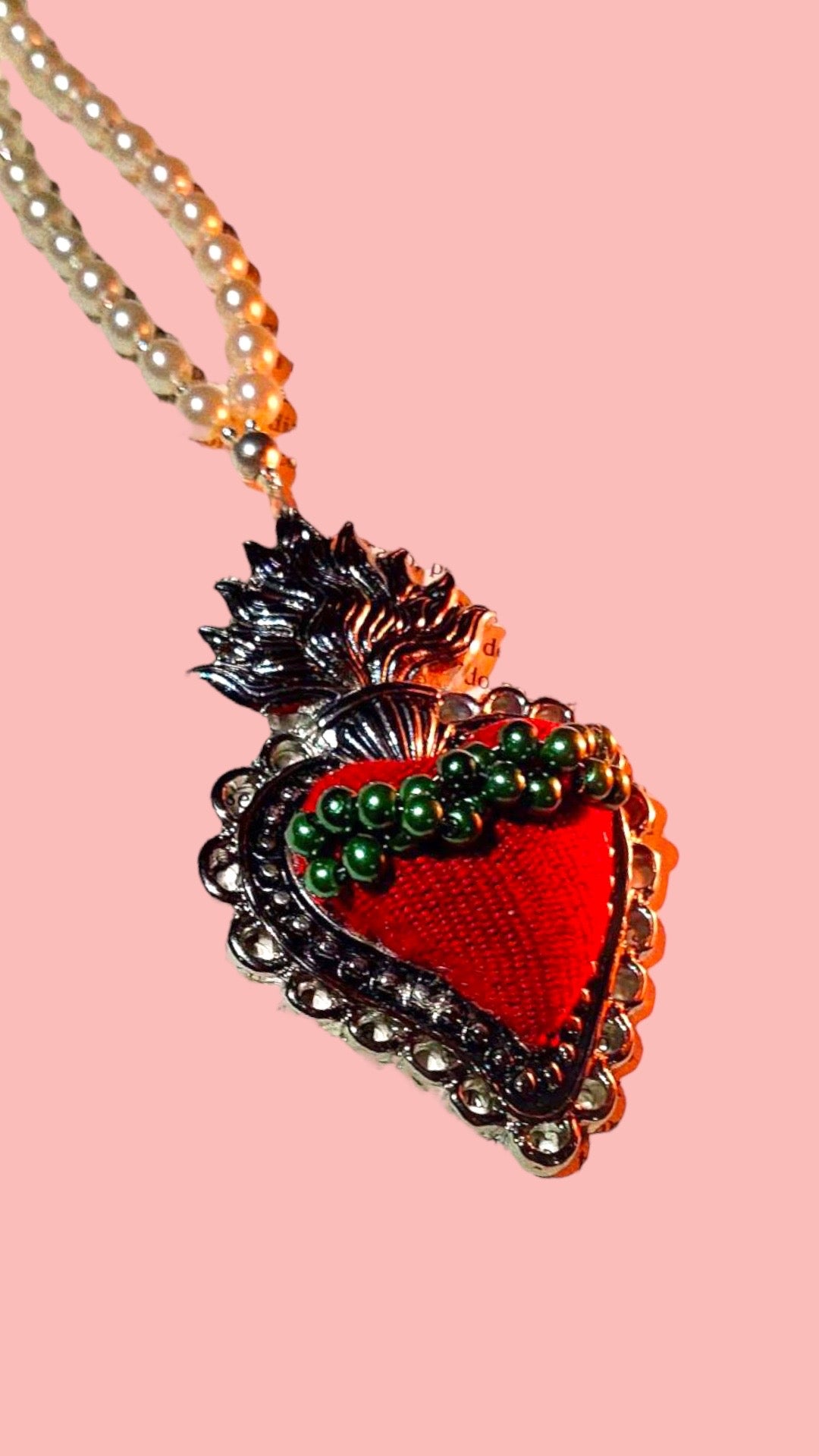 Multicultural red heart necklace